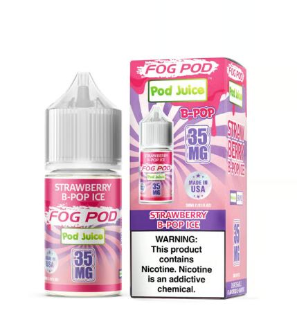 Pod Juice x Fog Pod Strawberry B Pop Ice Salts, 30mL with Packaging