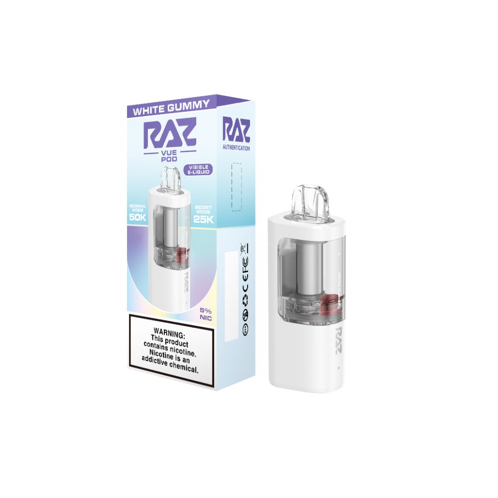 Raz Vue 50K Disposable White Gummy with packaging
