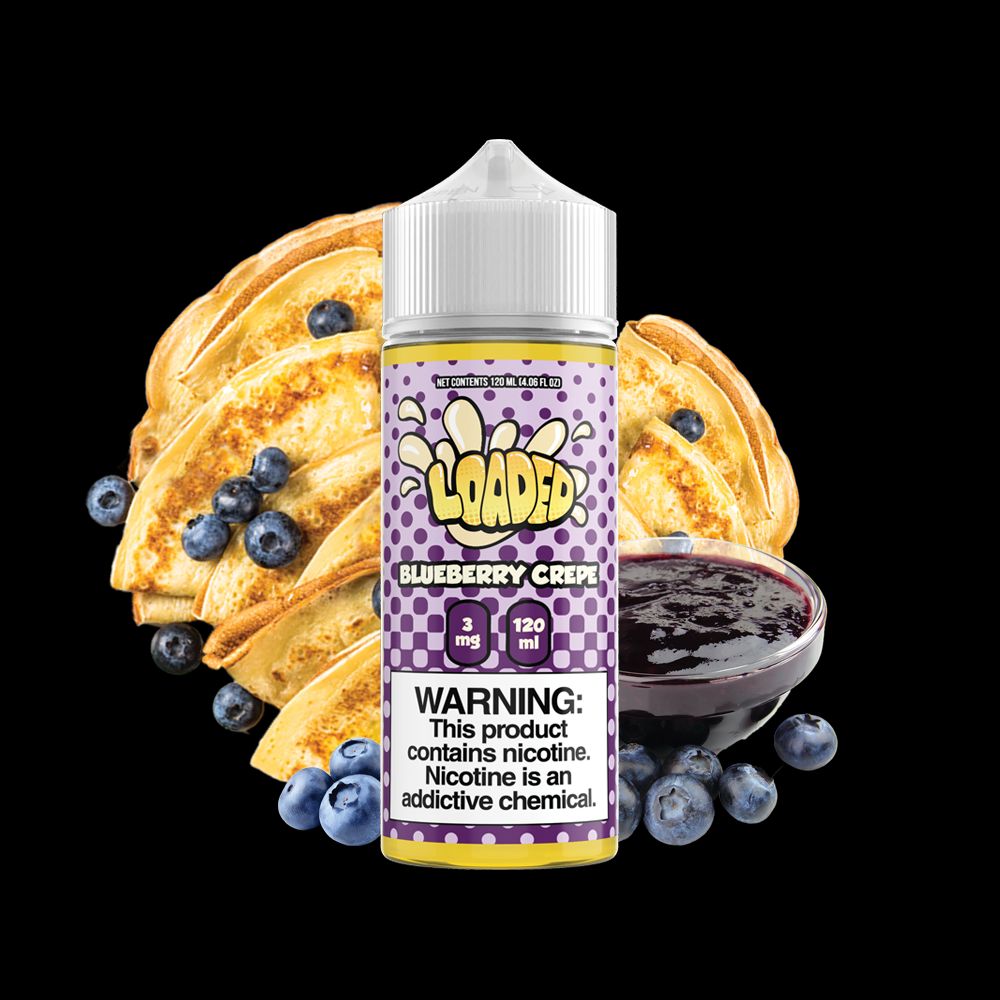 LOADED Series E-Liquid | 120mL | 3mg | Freebase | Blueberry Crepe with background
