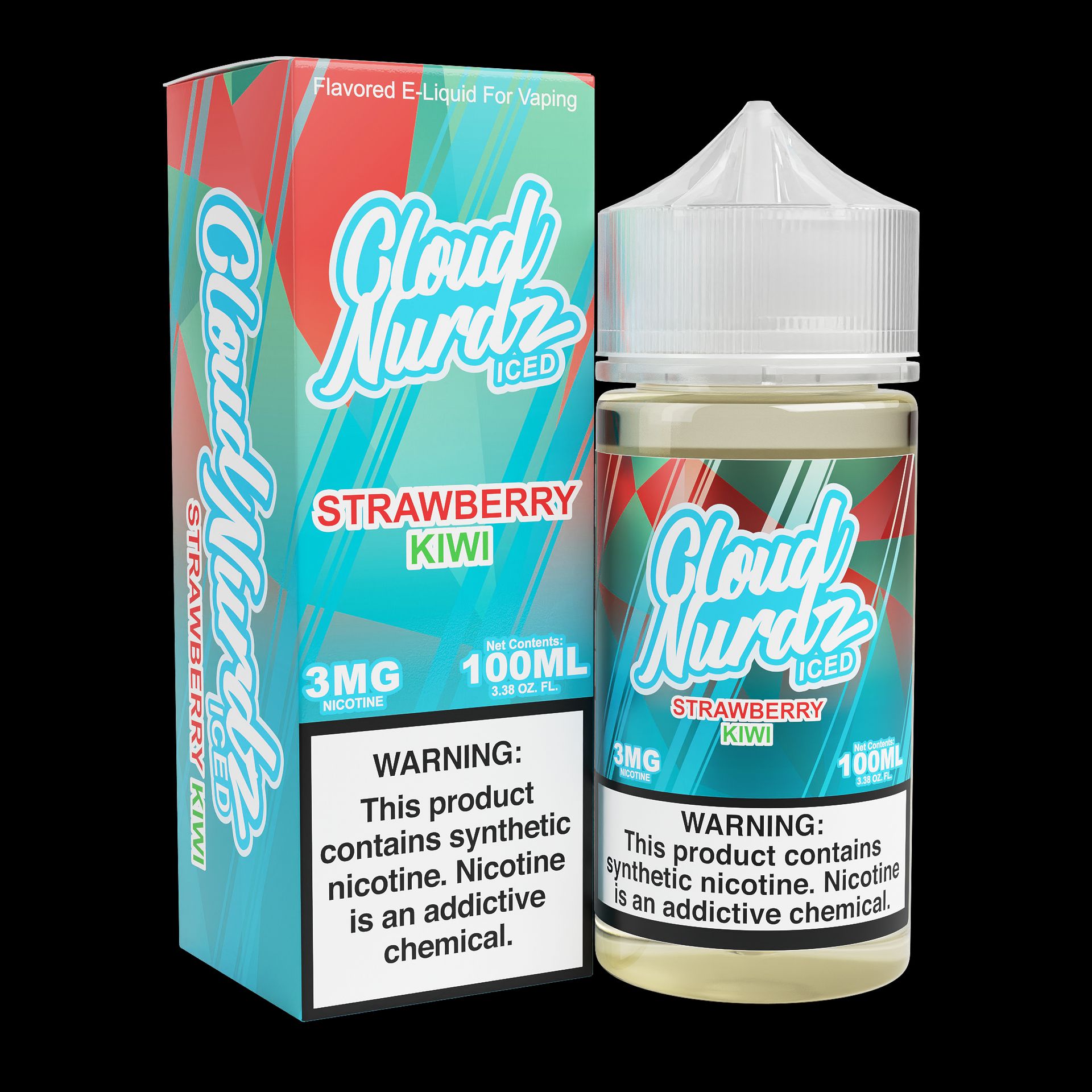 Cloud Nurdz TF-Nic 100mL - Strawberry Kiwi Iced with packaging