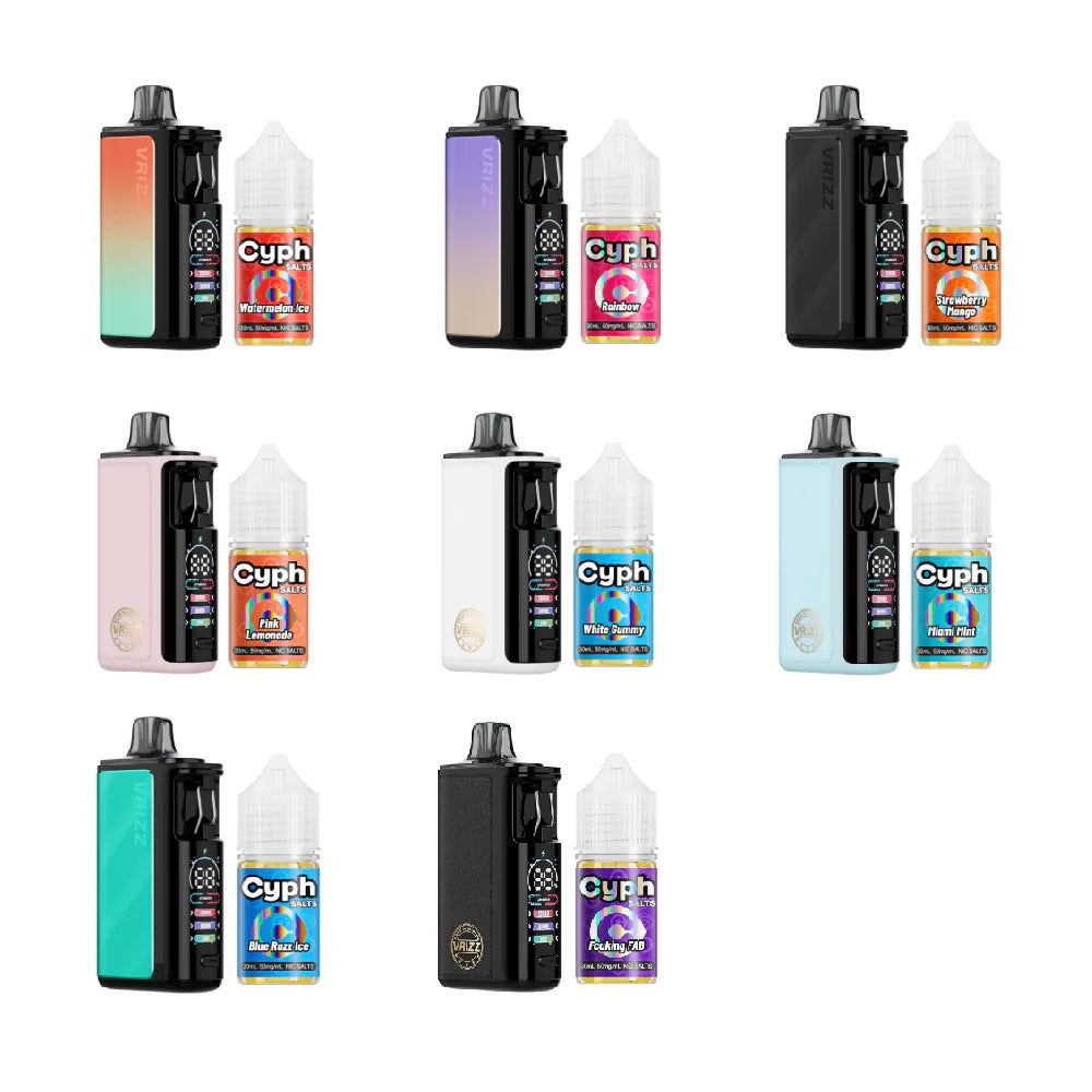 VooPoo Vrizz 2 Pod System + Cyph Salts 30mL (Collab Bundle) Group Photo