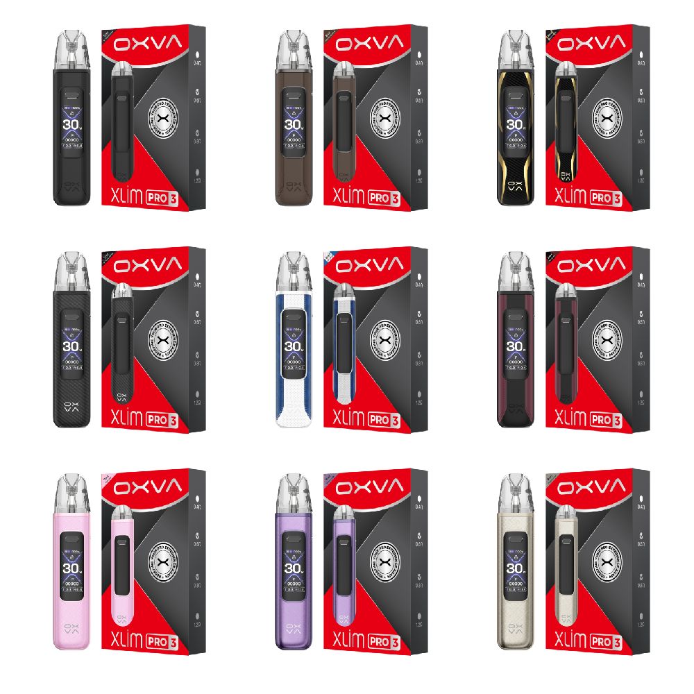 OXVA Xlim Pro 3 Pod System Group Photo with Packaging