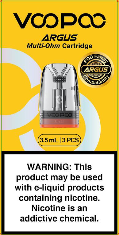Voopoo Argus Multi Ohm Replacement Pods Top-Fill (3-Pack) 0.4ohm | 0.7ohm | 1.0ohm with Packaging