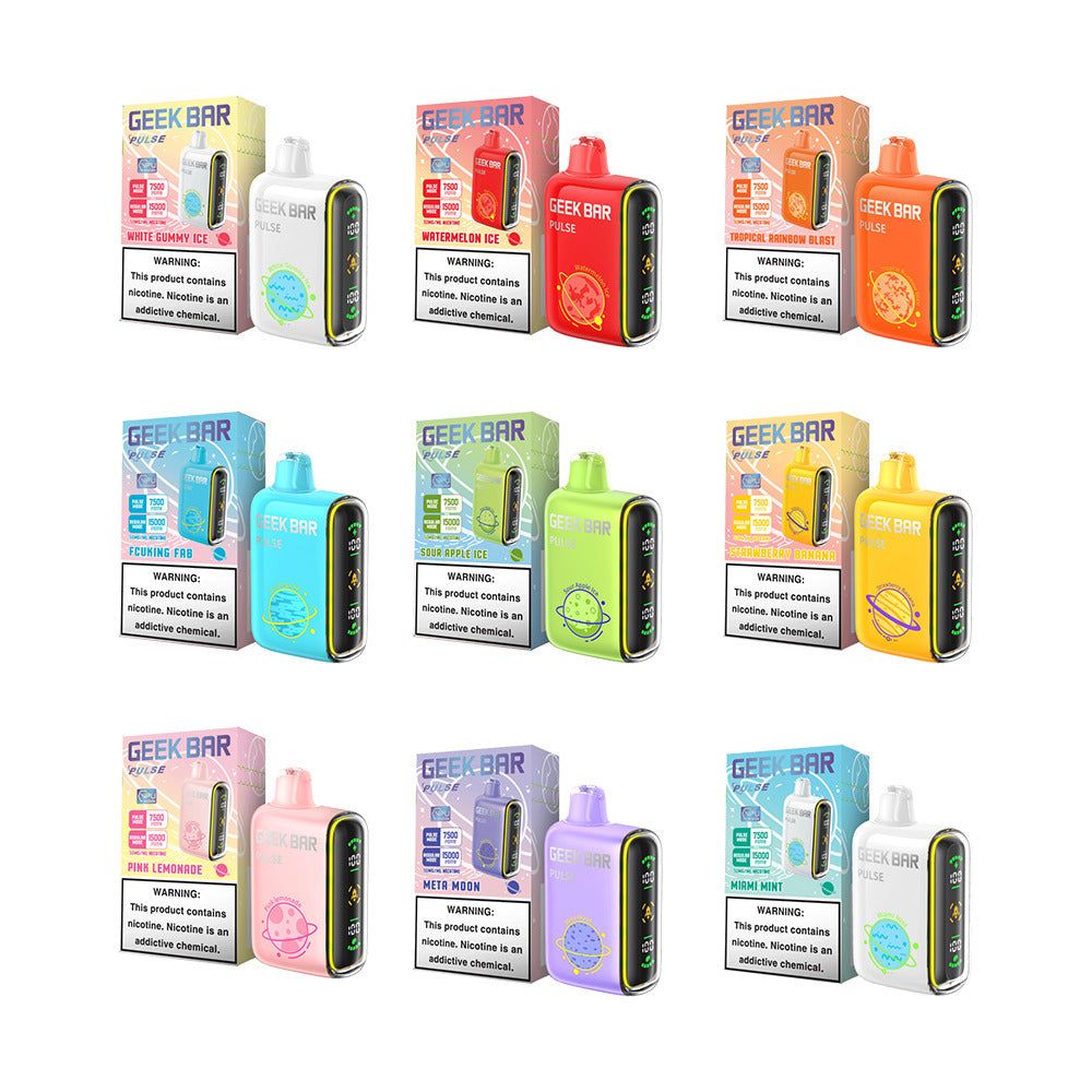 Geek Bar Pulse Disposable | 15000 Puffs | 16mL | 50mg | Group Photo with Packaging