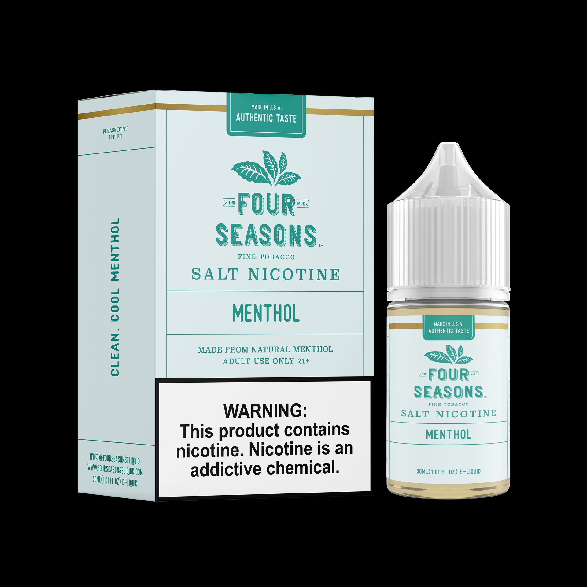 Four Seasons SALTS E-Liquid - Menthol, 30ML with Packaging