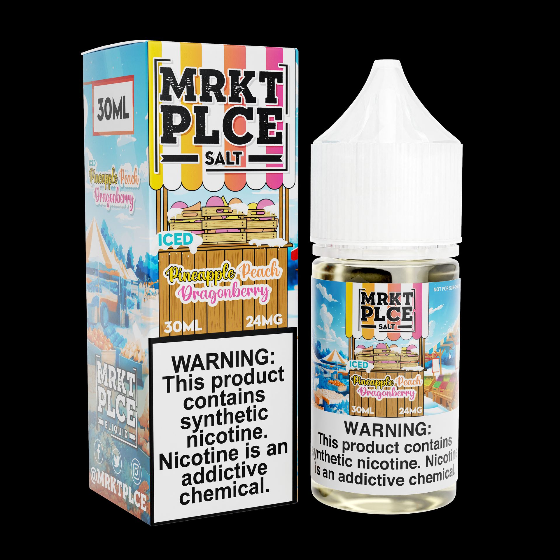 Iced Pineapple Peach Dragonberry by MRKT PLCE Salts 30mL (Salt Nic) with Packaging