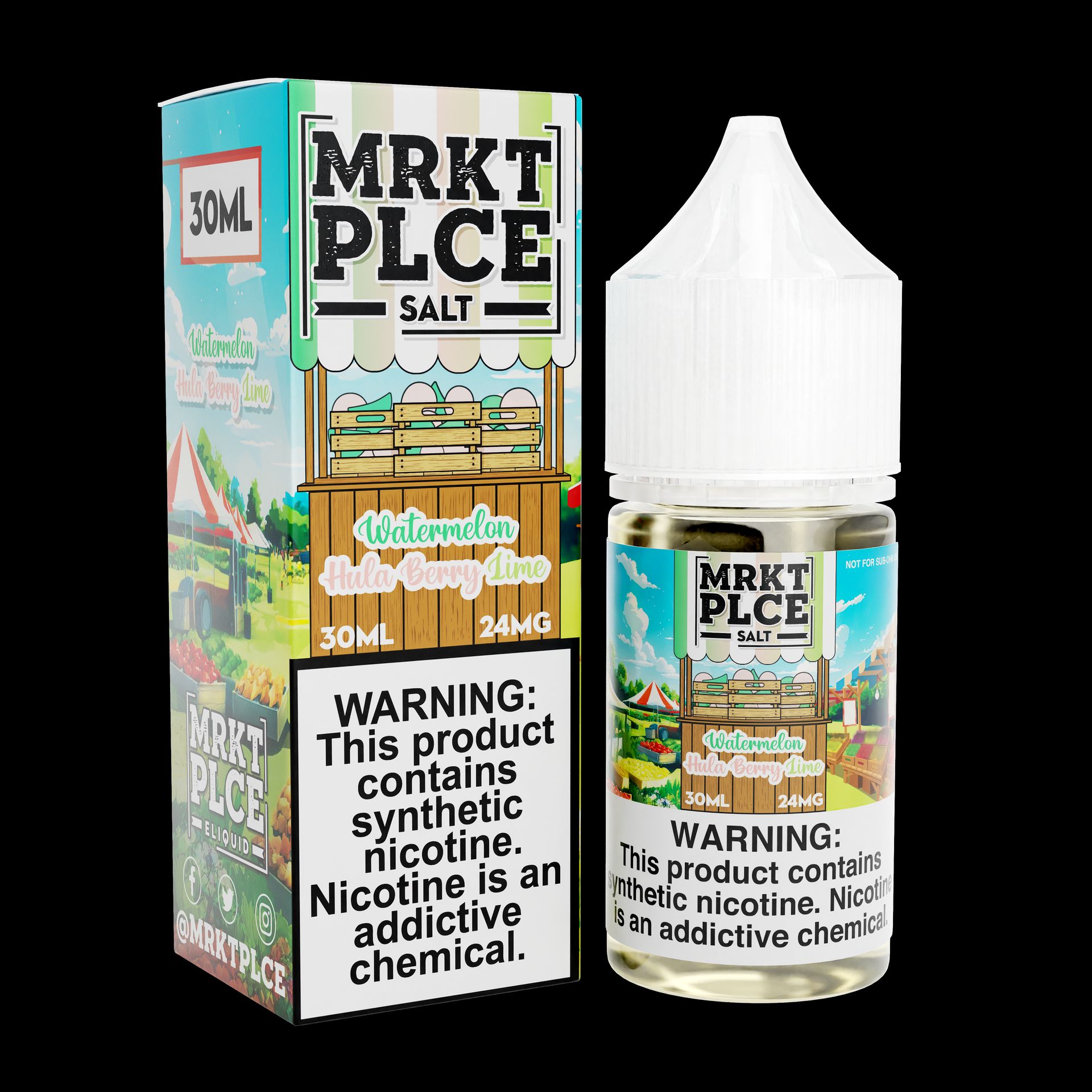 Watermelon Hulaberry Lime by MRKT PLCE Salts 30mL (Salt Nic) with Packaging