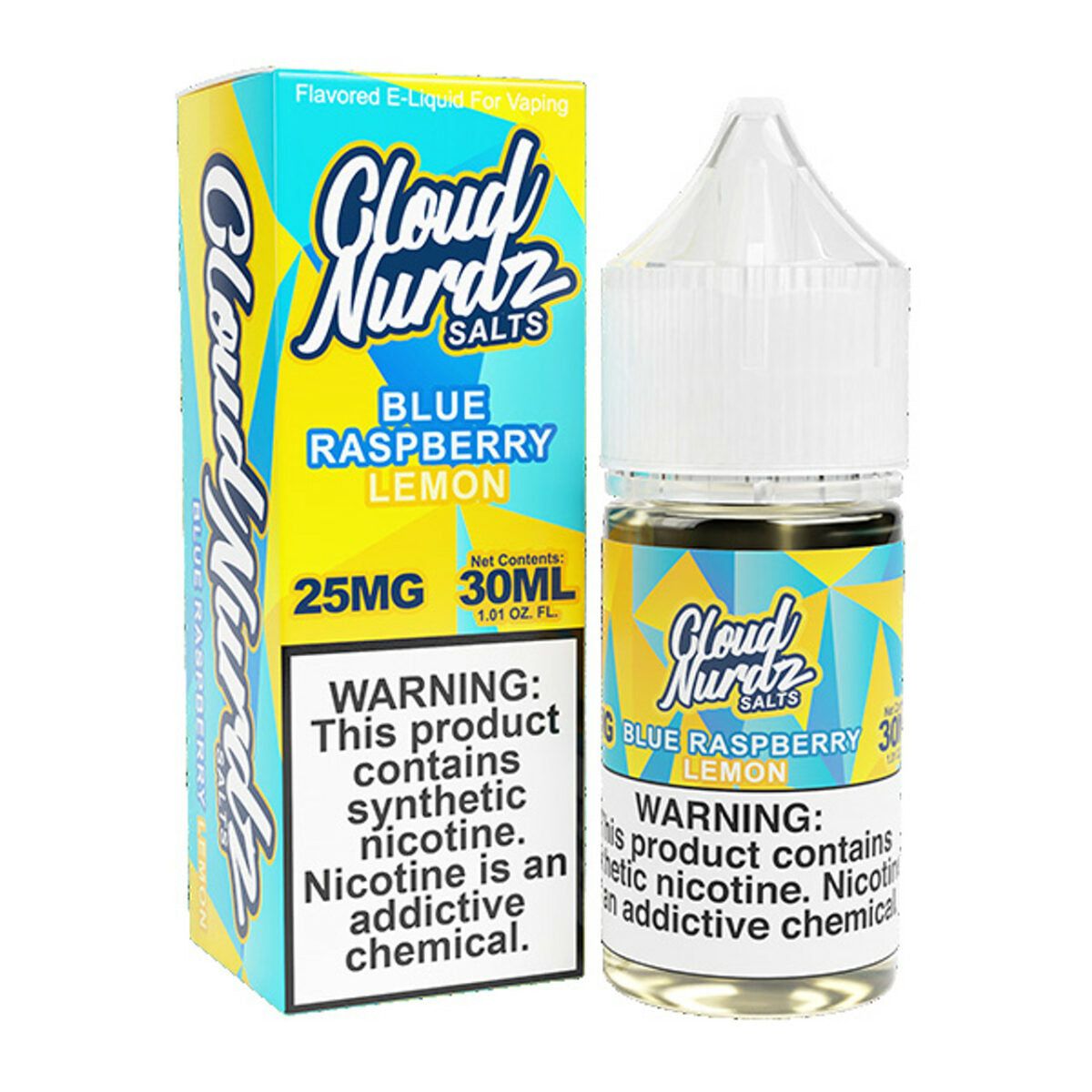 Cloud Nurdz SALTS E-Liquid - Blue Raspberry Lemon, 30mL with Packaging