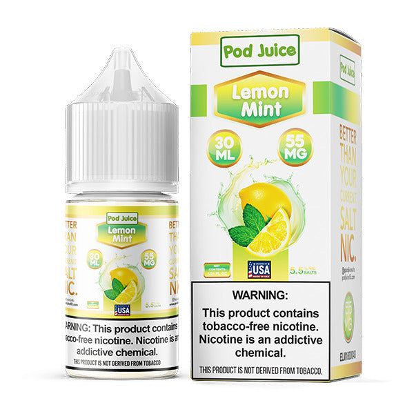 Pod Juice Salt Series E-Liquid | 30mL | 55mg | Lemon Mint with packaging