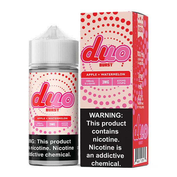 Burst Duo Series E-Liquid | 100mL | 3mg | Freebase | Apple Watermelon with packaging