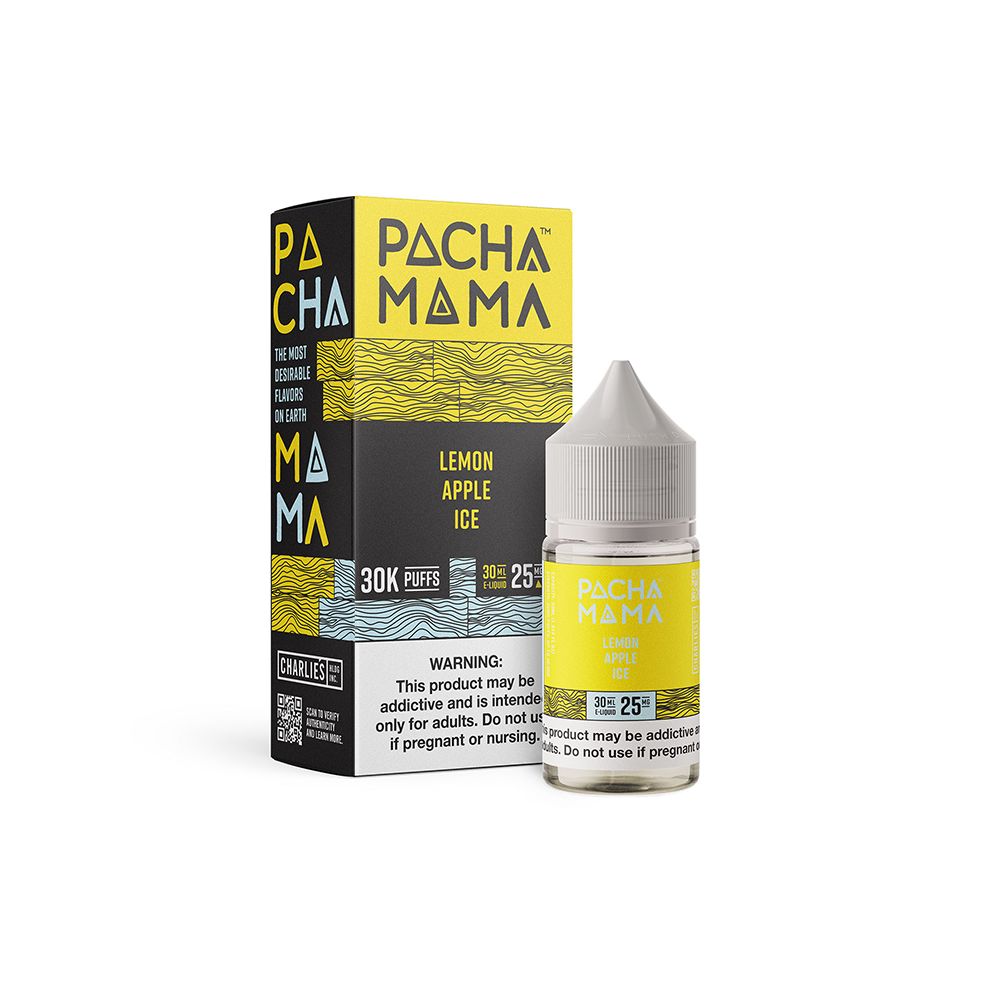 Pachamama SALTS E-Liquid - Lemon Apple Ice, 30mL with packaging