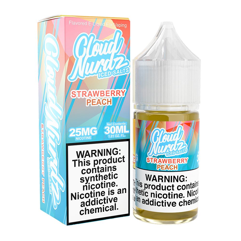 Strawberry Peach Ice by Cloud Nurdz Salt Series E-Liquid 30mL (Salt Nic) with packaging