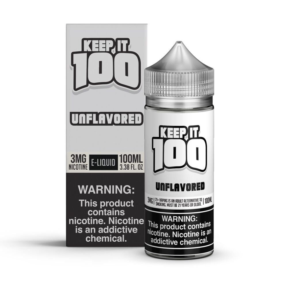 Keep It 100 - Unflavored E-Juice, 100mL with Packaging