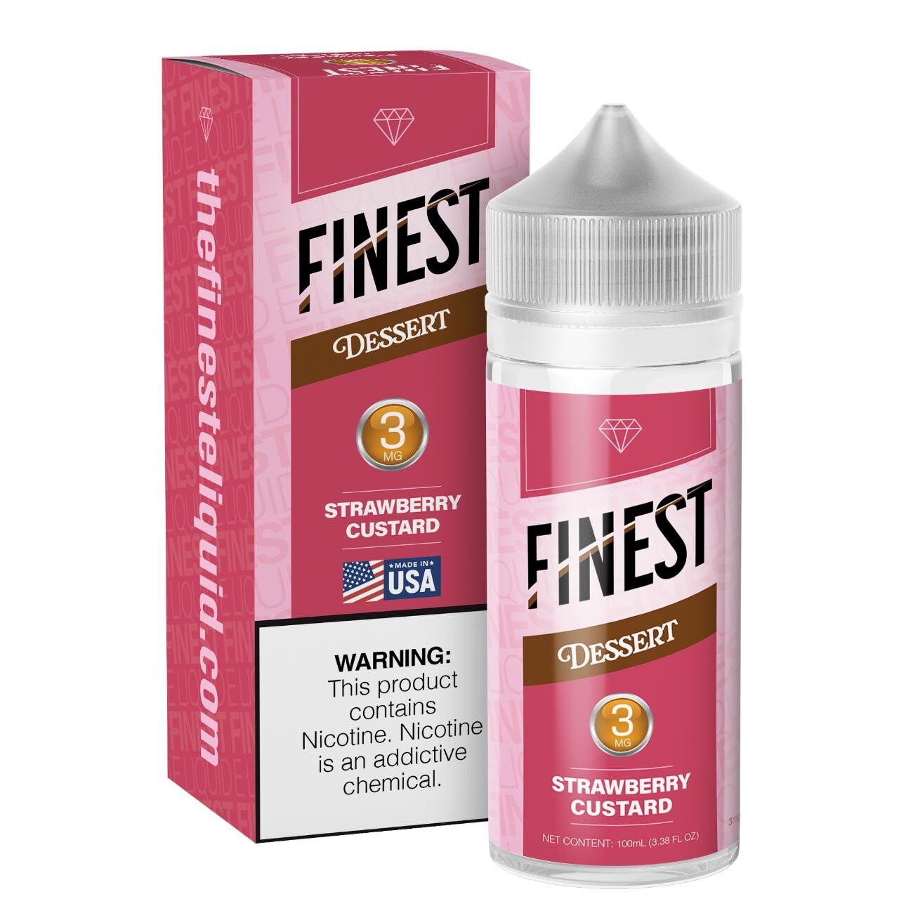 Finest - Strawberry Custard E-Juice, 100mL - 3mg
