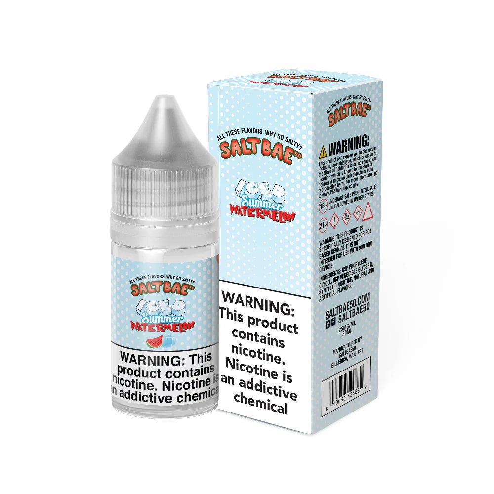 Salt Bae 50 Summer Watermelon Iced Salts, 30mL with Packaging