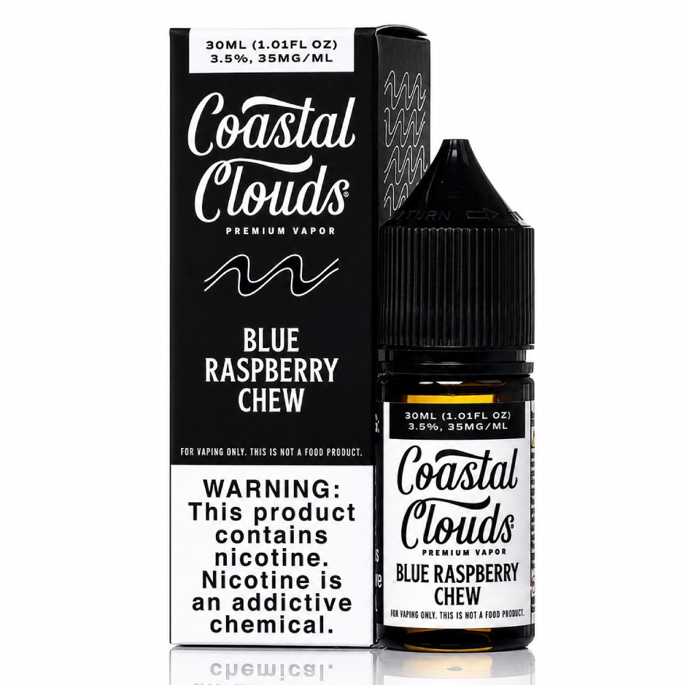 Coastal Clouds Blue Raspberry Chew Salts, 30mL with Packaging