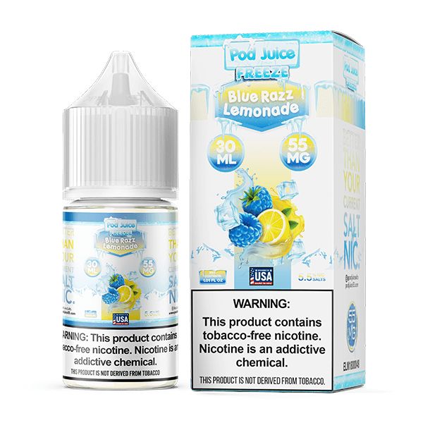 Pod Juice Series E-Liquid | 100mL | 55mg | (Freebase) | Blue Razz Lemonade Freeze with Packaging
