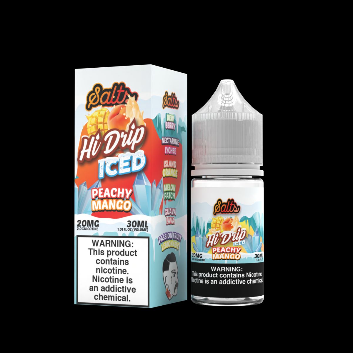 Hi-Drip Salt Series E-Liquid | 30mL | 20mg | (Salt Nic) | Peachy Mango  Iced with packaging