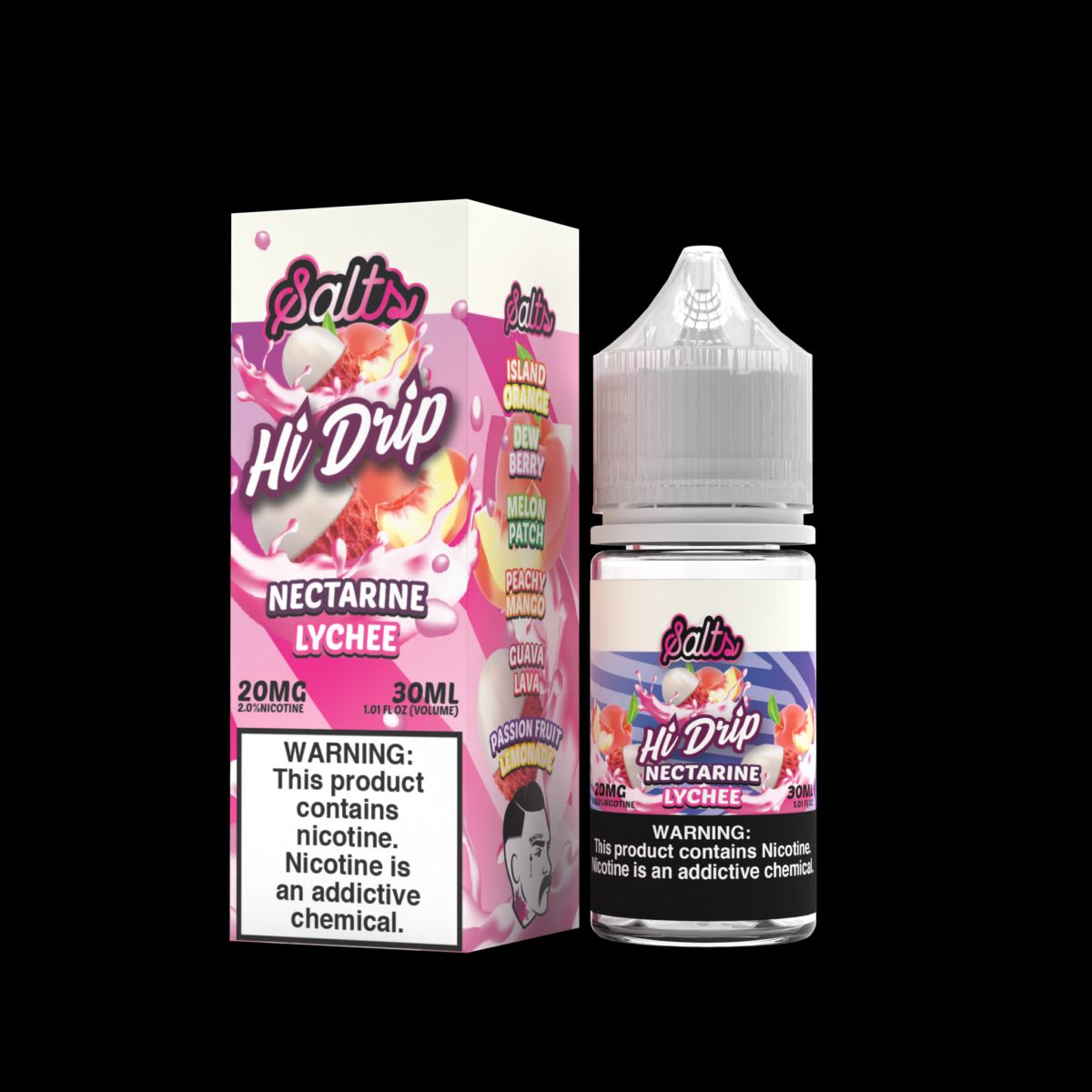 Hi-Drip Salt Series E-Liquid | 30mL | 20mg | (Salt Nic) | Nectarine Lychee with packaging