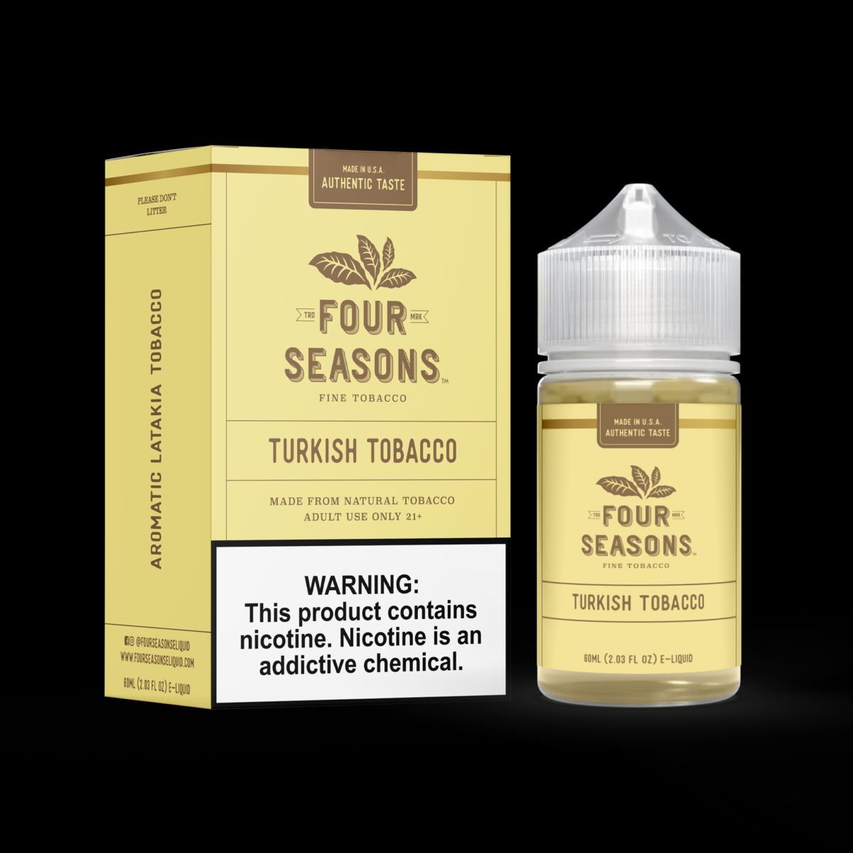 Four Seasons Series E-Liquid | 60mL | (Freebase) | Turkish Tobacco with packaging