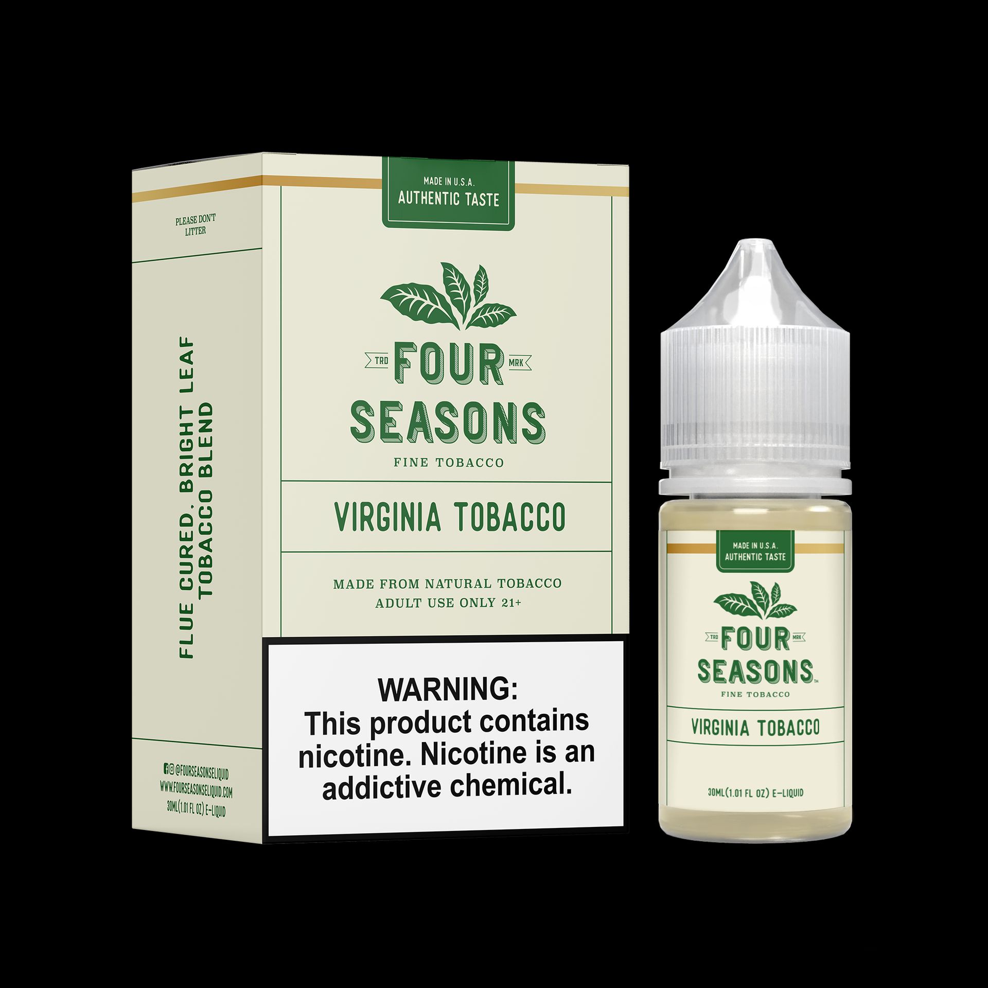Virginia Tobacco | Four Seasons Salts | 30mL with packaging