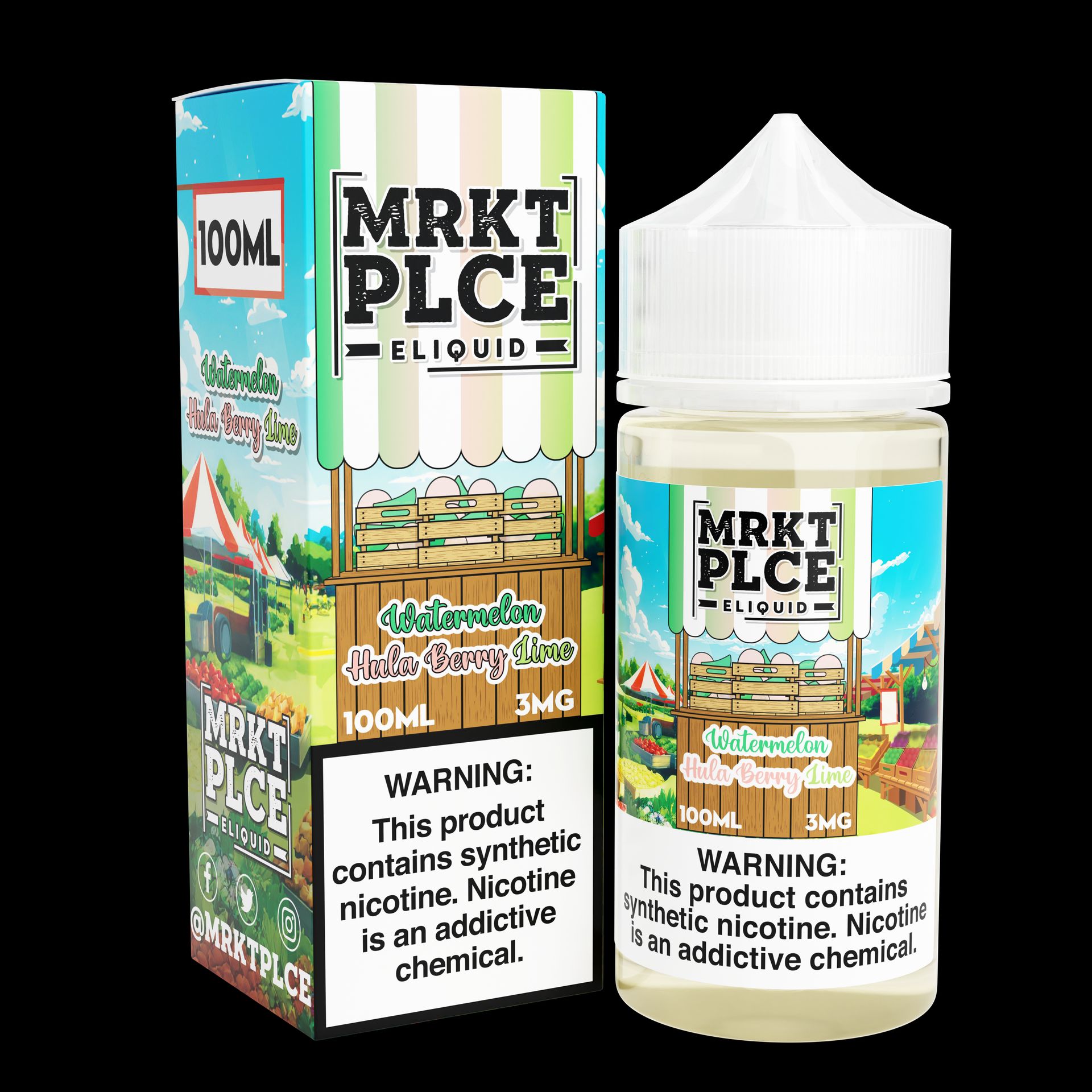 Watermelon Hula Berry Lime by MRKT PLCE Series 100mL (Freebase) with Packaging