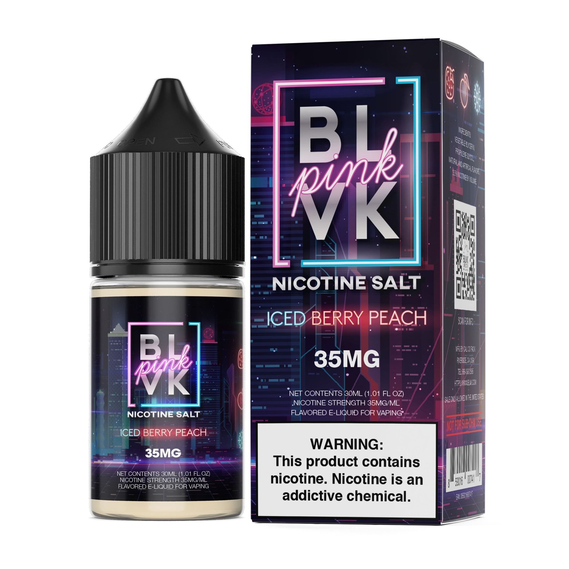 Strawberry Peach Ice by BLVK TFN Pink Salt 30mL (Salt Nic) with Packaging