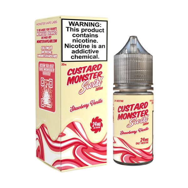 Monster Vape Labs SALTS E-Liquid - Custard Swirl Strawberry Vanilla - 30mL with packaging