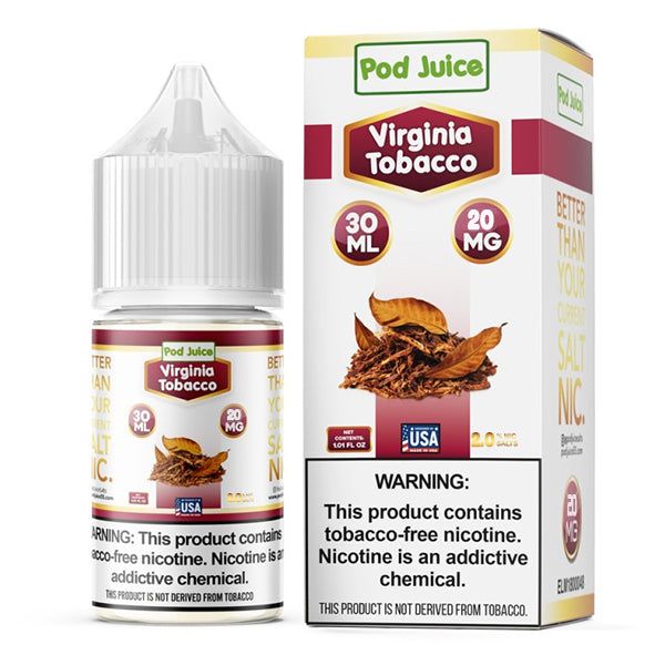 Pod Juice TFN Salt Series E-Liquid | 30mL | Salt Nic | 20mg | Virginia Tobacco with Packaging