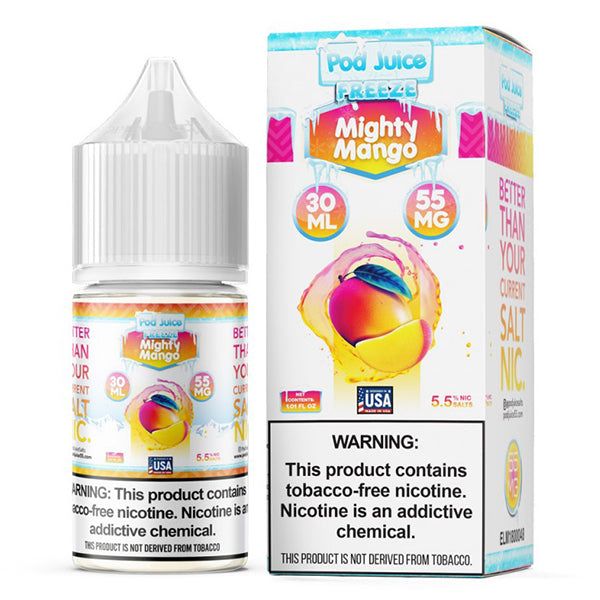 Pod Juice TFN Salt Series E-Liquid | 30mL | Salt Nic | 55mg | Mighty Mango with packaging