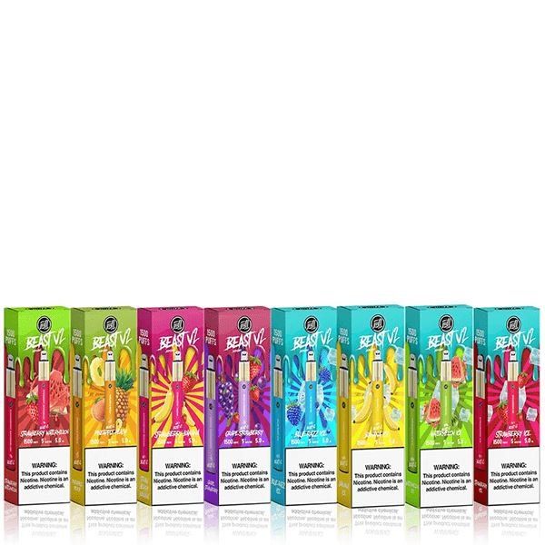 Puff Beast Bar V2 - 1500 Puffs Disposable - 5mL 50mg (Individual) Group Photo with Packaging