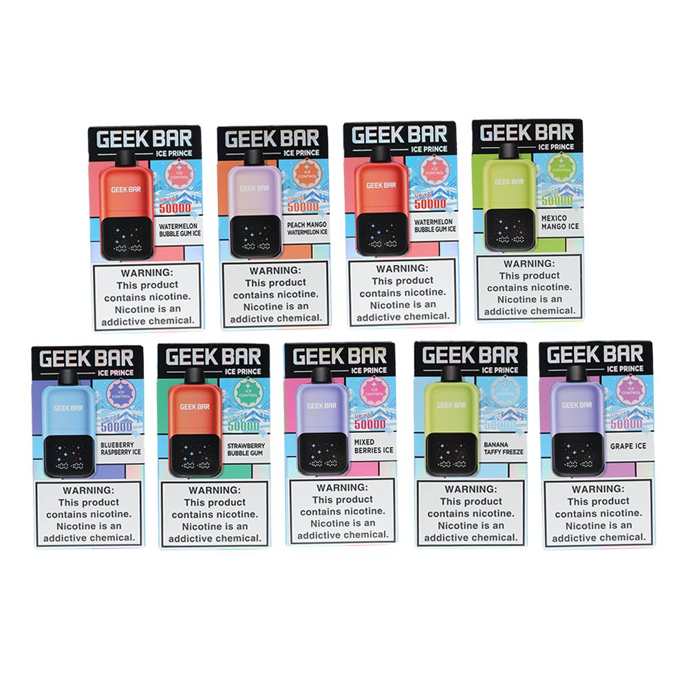 Geek Bar Ice Prince 50K Disposable 30mL Group Photo with Packaging