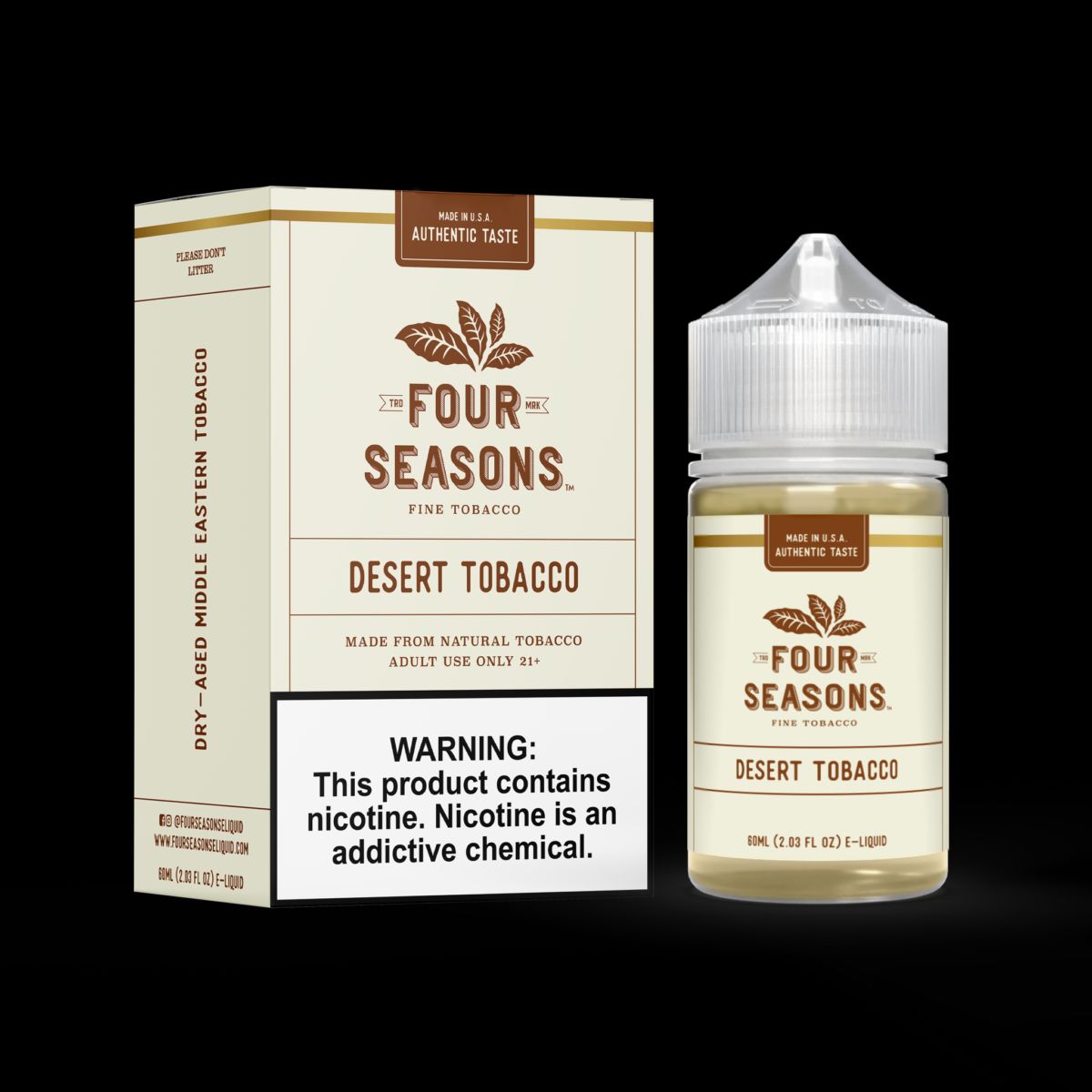 Four Seasons Series E-Liquid | 60mL | (Freebase) | Desert Tobacco with Packaging