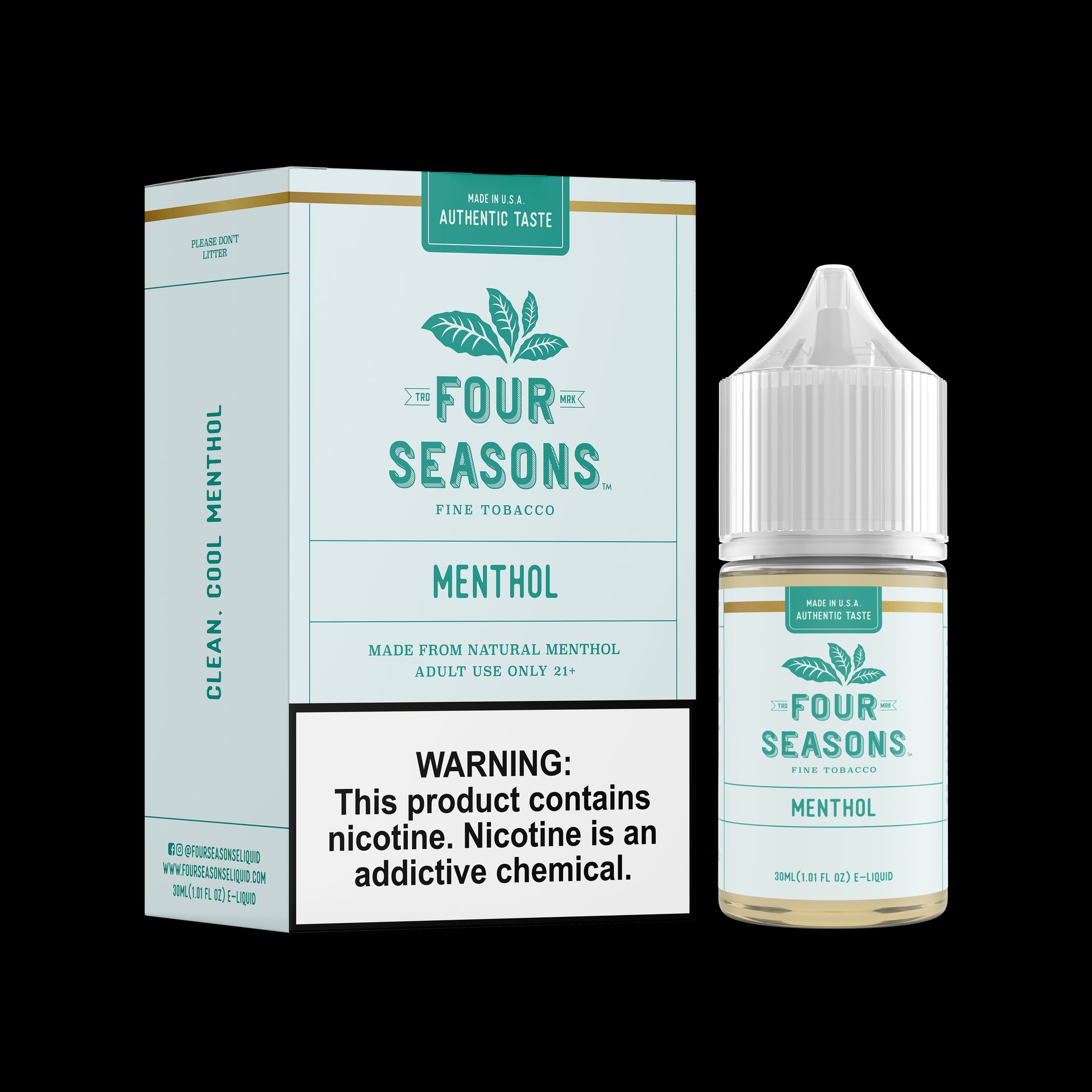 Four Seasons - Menthol E-Juice, 30ML (Freebase) with Packaging