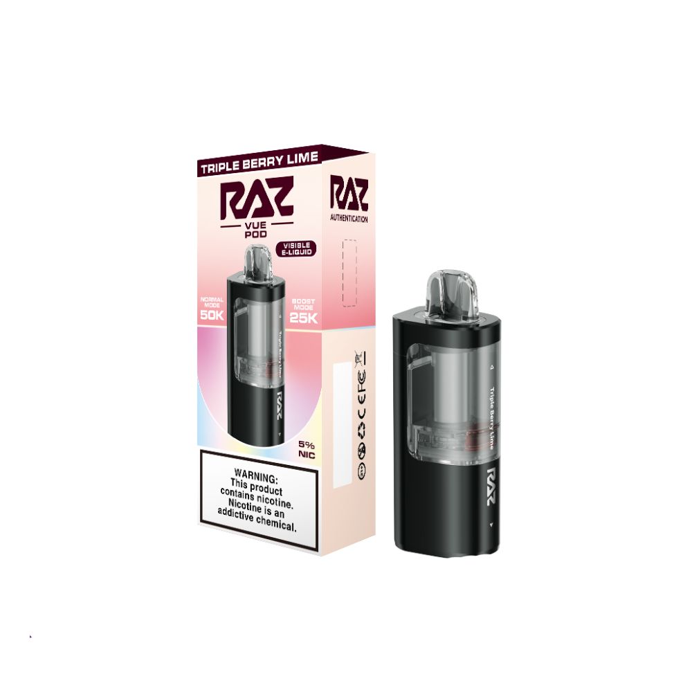 Raz Vue 50K Disposable Triple Berry Lime with packaging