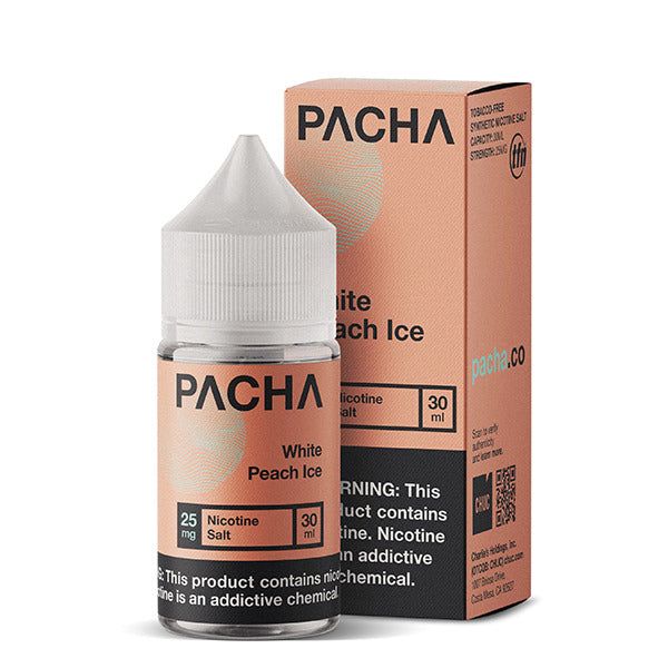 Pachamama TFN Salt Series E-Liquid | 30mL | 25mg | Salt Nic | White Peach Ice with Packaging