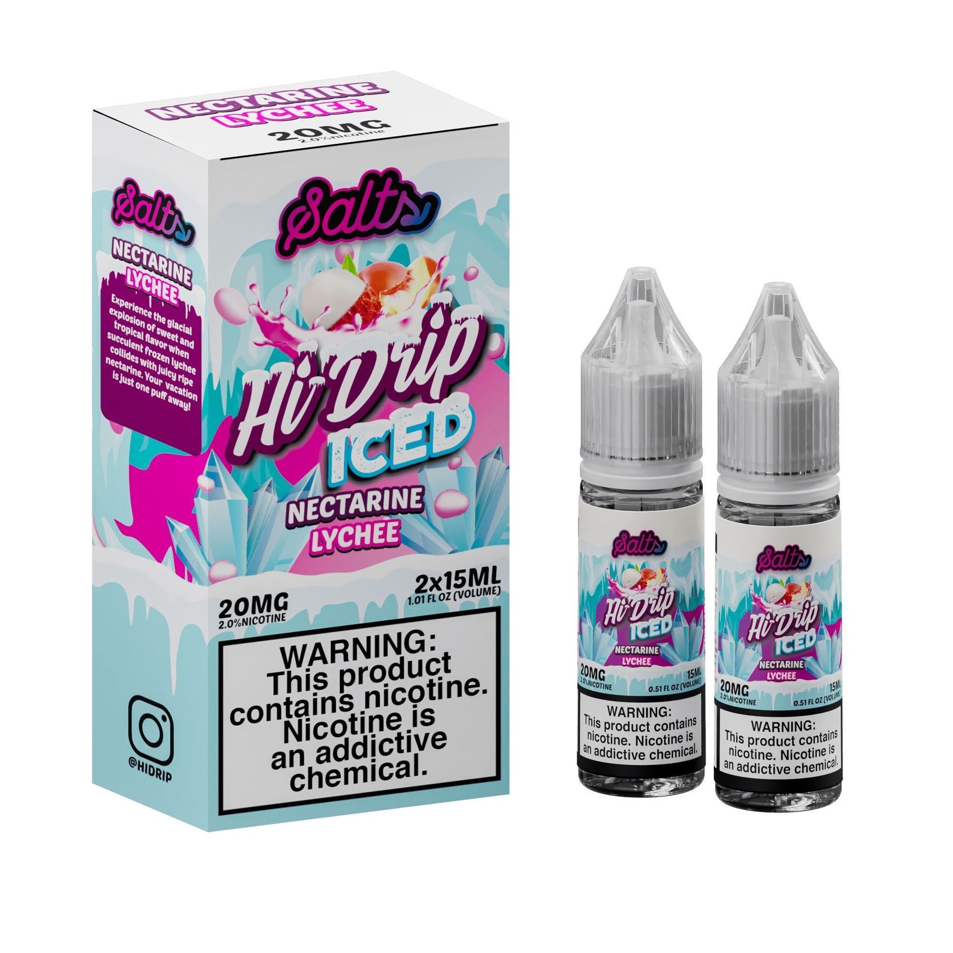 Nectarine Lychee Iced by Hi-Drip Salts 30mL (Salt Nic) • 15mL 2-Pack with Packaging